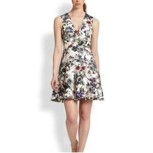 Rebecca Taylor Garden Matelasse Fit and Flare Silk Dress